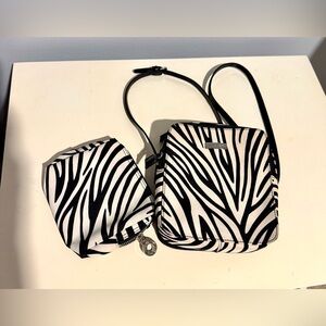 Nine West Zebra Print Crossbody Bag and matching cosmetics bag.